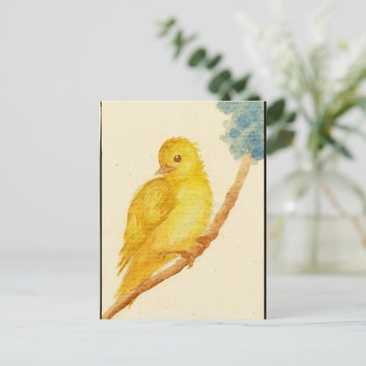 Gele vogel briefkaart (Staand voorkant)