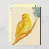 Gele vogel briefkaart (Voorkant / Achterkant)