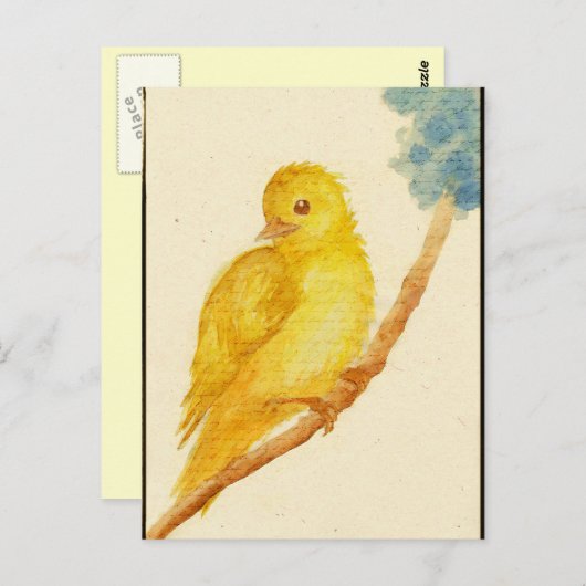 Gele vogel briefkaart (Voorkant / Achterkant)