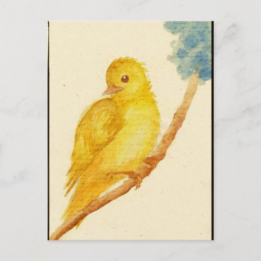 Gele vogel briefkaart (Voorkant)