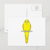 Gele vogel. Canarische. Op wit. Briefkaart (Voorkant / Achterkant)