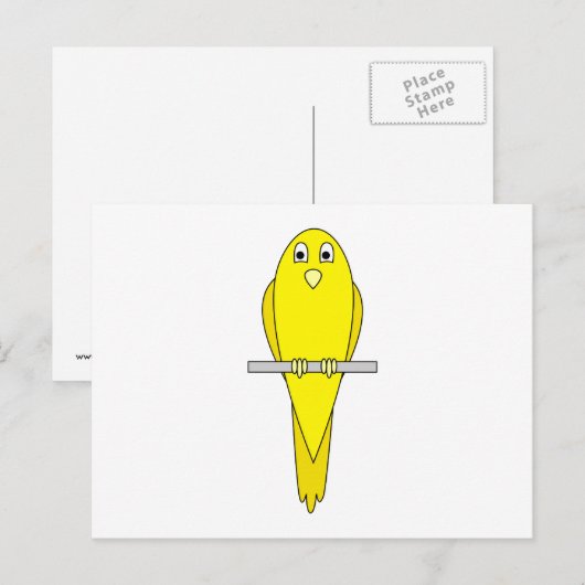 Gele vogel. Canarische. Op wit. Briefkaart (Voorkant / Achterkant)