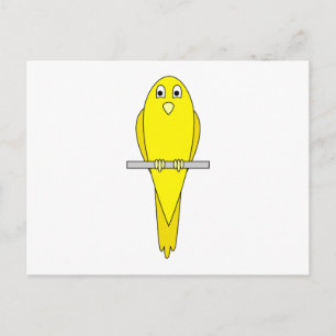 Gele vogel. Canarische. Op wit. Briefkaart