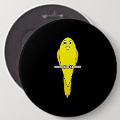 Gele vogel. Canarische. Op zwart. Ronde Button 6,0 Cm (Voorkant /achterkant)