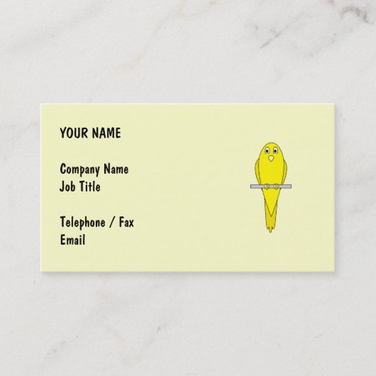 Gele vogel. Canarische. Visitekaartje (Voorkant)