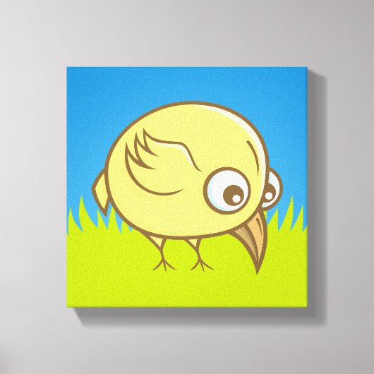 Gele vogel cartoon canvas afdruk (Voorkant)