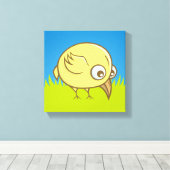 Gele vogel cartoon canvas afdruk (Insitu (Houten vloer))