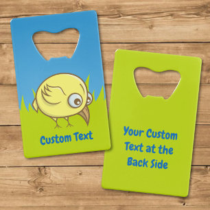 Gele vogel cartoon creditcard flesopener creditkaart flessenopener