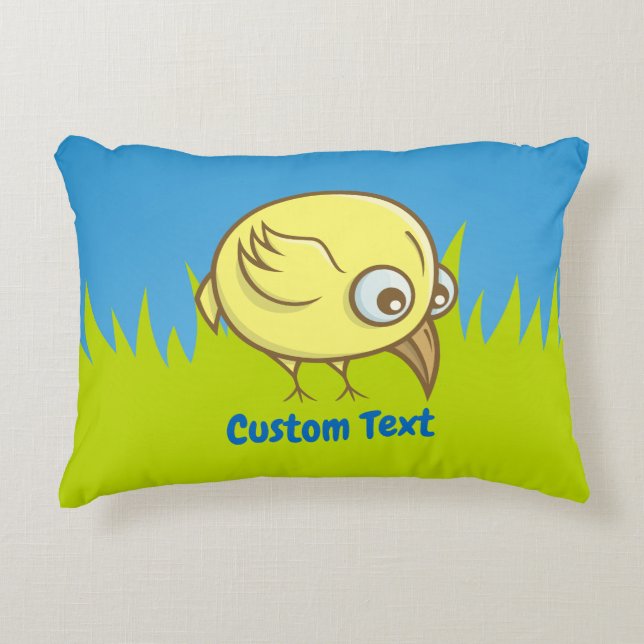 Gele vogel cartoon decoratief kussen (Voorkant)