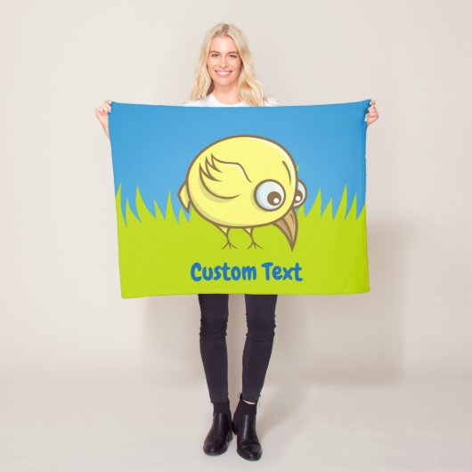 Gele vogel cartoon fleece deken (In situ)