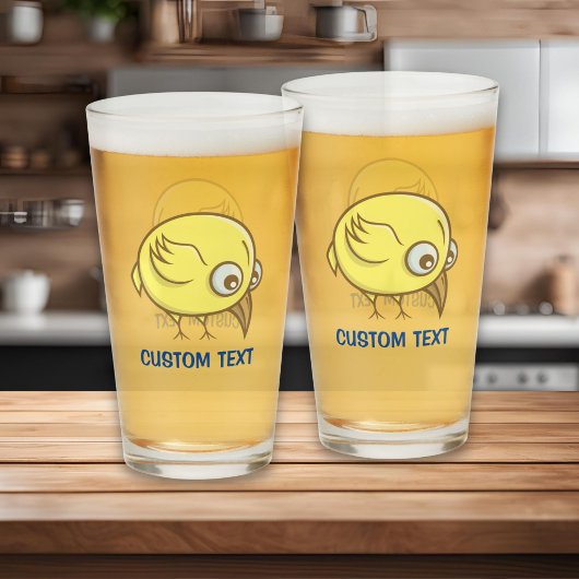 Gele vogel cartoon glas