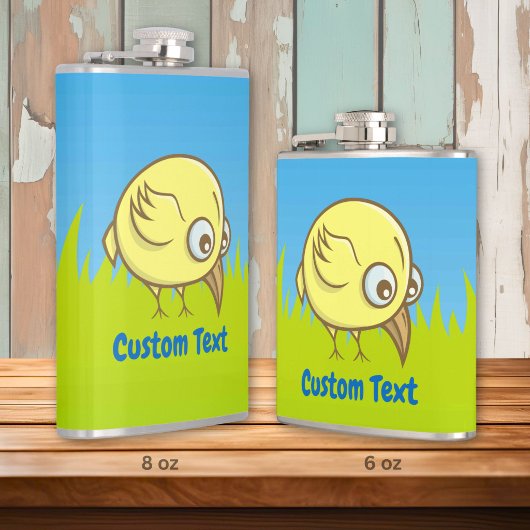 Gele vogel cartoon hipflacon heupfles