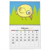 Gele vogel cartoon kalender (Feb 2027)