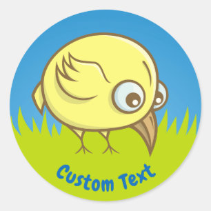 Gele vogel cartoon klassieke ronde sticker