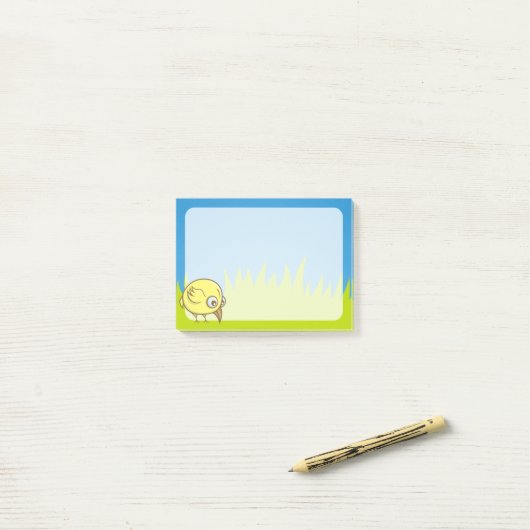 Gele vogel cartoon post-it® notes (Op bureau)