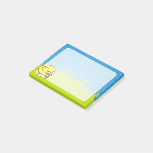 Gele vogel cartoon post-it® notes (Schuin)