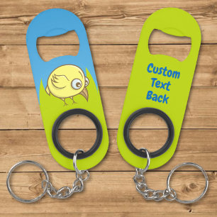 Gele vogel cartoon sleutelhanger flesopener mini flessenopener