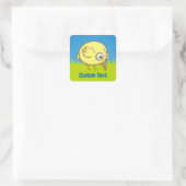 Gele vogel cartoon vierkante sticker (Tas)