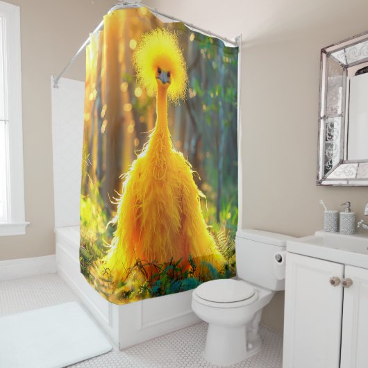 Gele vogel douchegordijn (In situ)