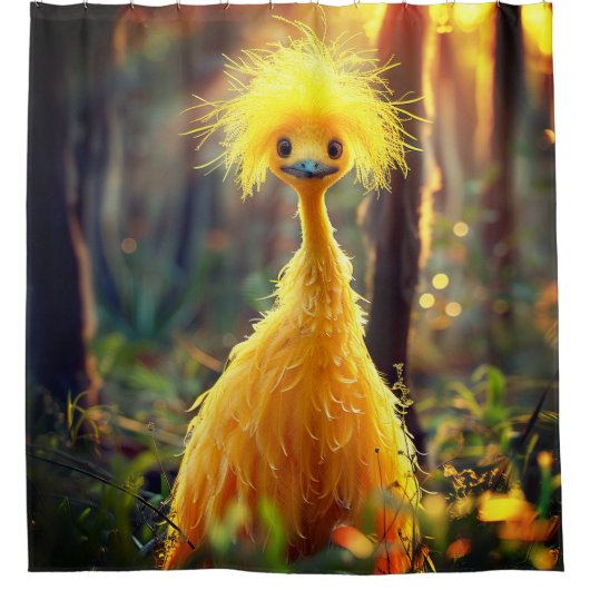 Gele vogel douchegordijn (Voorkant)