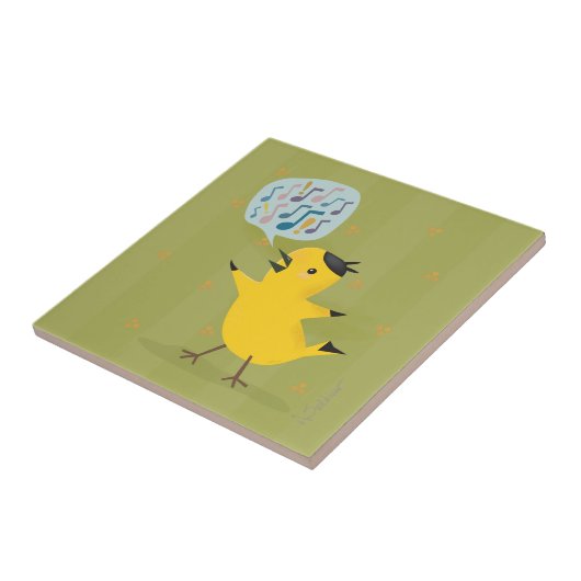 Gele vogel met uitzondering van Warbler Tegeltje (Zijkant)