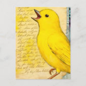 Gele Vogel Mixed Media Briefkaart (Voorkant)