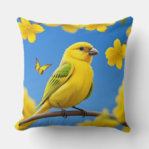 🕊️ Gele Vogel Natuurstijl Huisdecoratie 🌸 Kussen