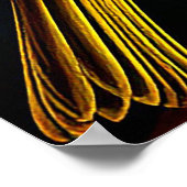 Gele vogel neergestreken tussen heldere bloesems poster (Hoek)