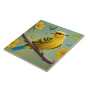 Gele vogel op bijkantoor tegeltje (Zijkant)