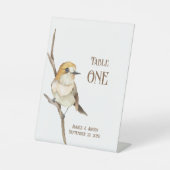 Gele vogel op een tak tabletop reclamebord met voetstuk (Voorkant)