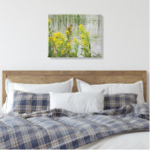 Gele Vogel op Gele Bloemen Canvas Afdruk (Insitu (Slaapkamer))
