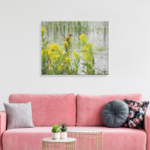 Gele Vogel op Gele Bloemen Canvas Afdruk (Insitu (Woonkamer))