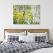 Gele Vogel op Gele Bloemen Canvas Afdruk (Insitu (Slaapkamer))