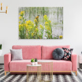 Gele Vogel op Gele Bloemen Canvas Afdruk (Insitu (Woonkamer))