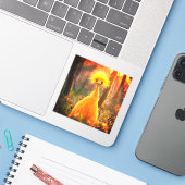 Gele vogel sticker (Laptop met iPhone)