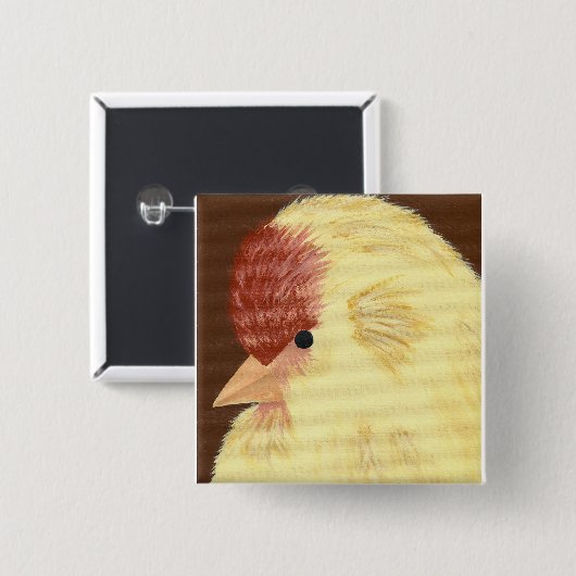 Gele vogel vierkante button 5,1 cm (Voorkant /achterkant)