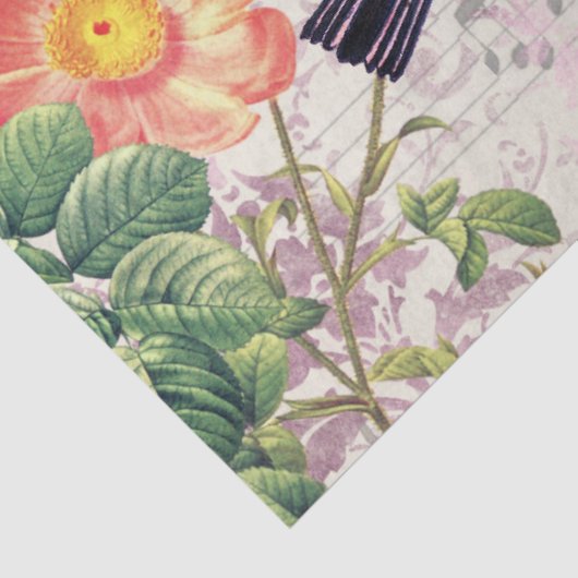 gele vogelbloemen blad Muziek ontkoppeling Tissuepapier (Detail)