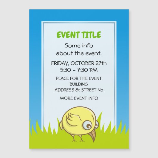 Gele vogelcartoon (Voorkant)