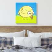 Gele vogelcartoon canvas afdruk (Insitu (Slaapkamer))
