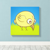 Gele vogelcartoon canvas afdruk (Insitu (Houten vloer))