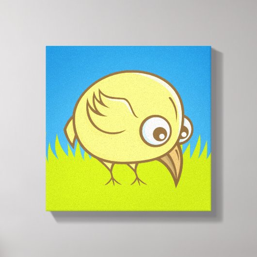 Gele vogelcartoon canvas afdruk (Voorkant)