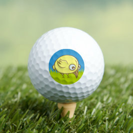 Gele vogelcartoon golfballen