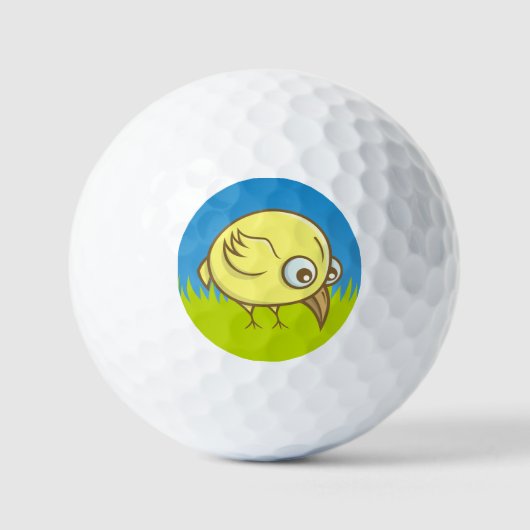 Gele vogelcartoon golfballen (Voorkant)
