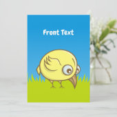 Gele vogelcartoon kaart (Staand voorkant)
