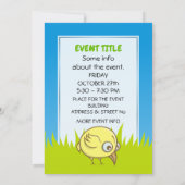 Gele vogelcartoon kaart (Achterkant)