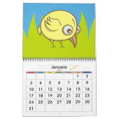 Gele vogelcartoon kalender (Jan 2027)