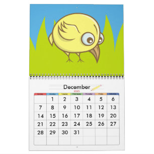Gele vogelcartoon kalender