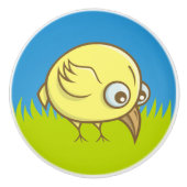Gele vogelcartoon keramische knop (Voorkant)