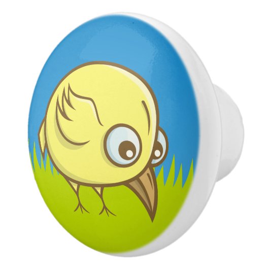 Gele vogelcartoon keramische knop (Rechts)