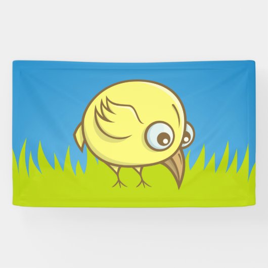 Gele vogelcartoon spandoek (Horizontaal)